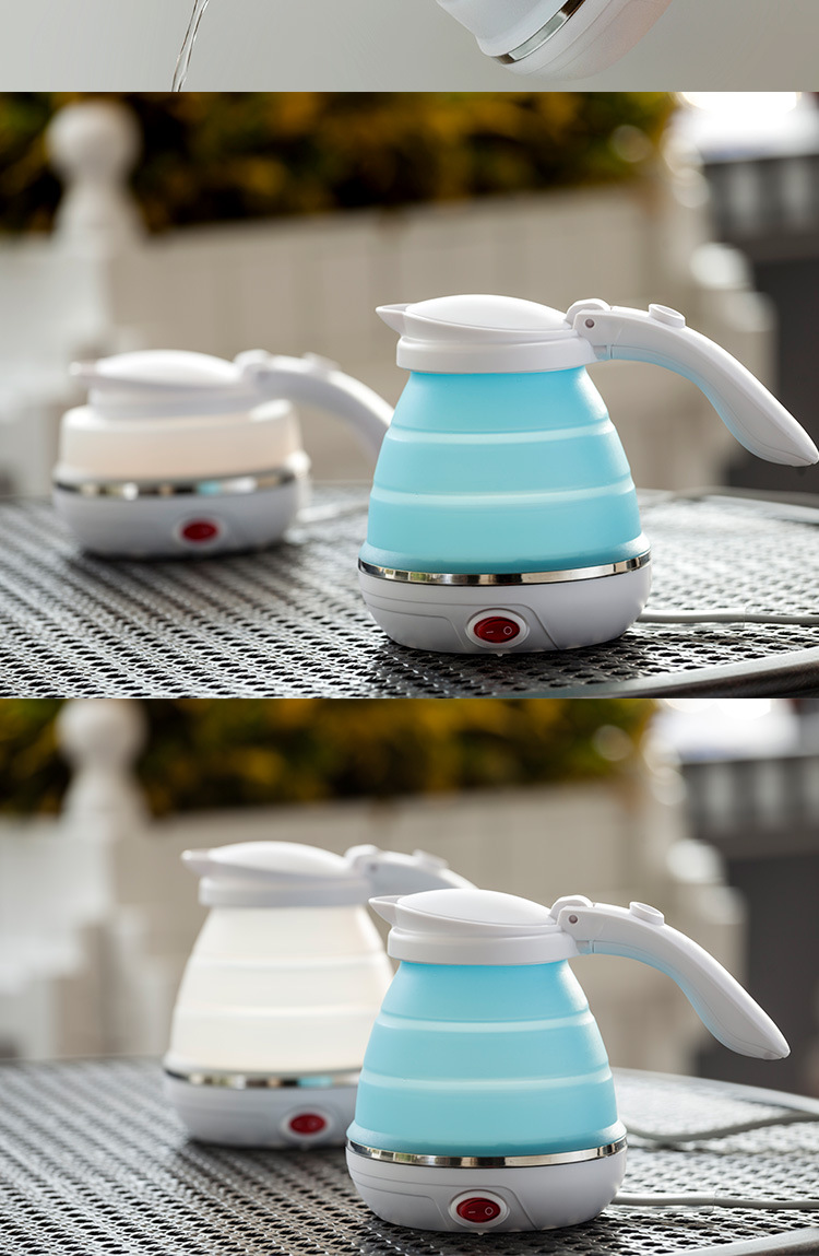 迷你可折叠旅行梓锨烧水壶电热水壶小容量便携电水壶白色