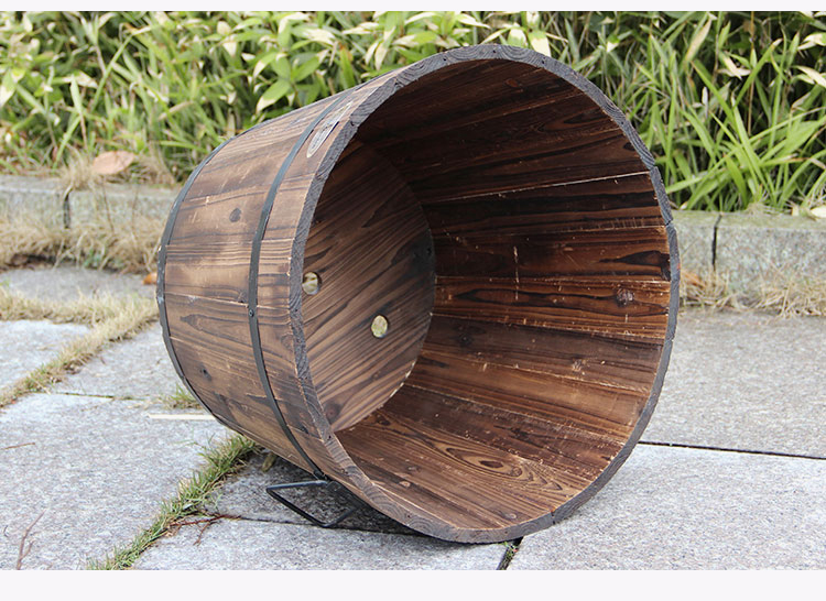 中硅 木制深型花桶花樽花箱花盒阳台种花种菜绿植花盆木桶 深花桶 大