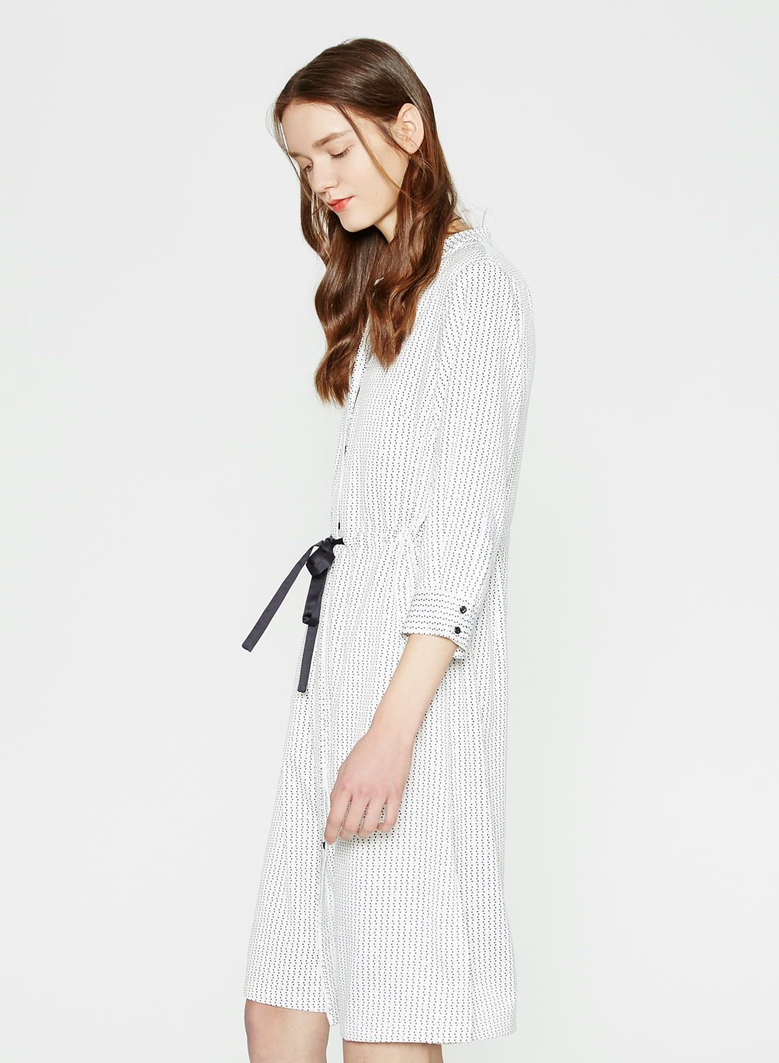 mecity女装印花衬衫式连衣裙544431米粒印花16084a