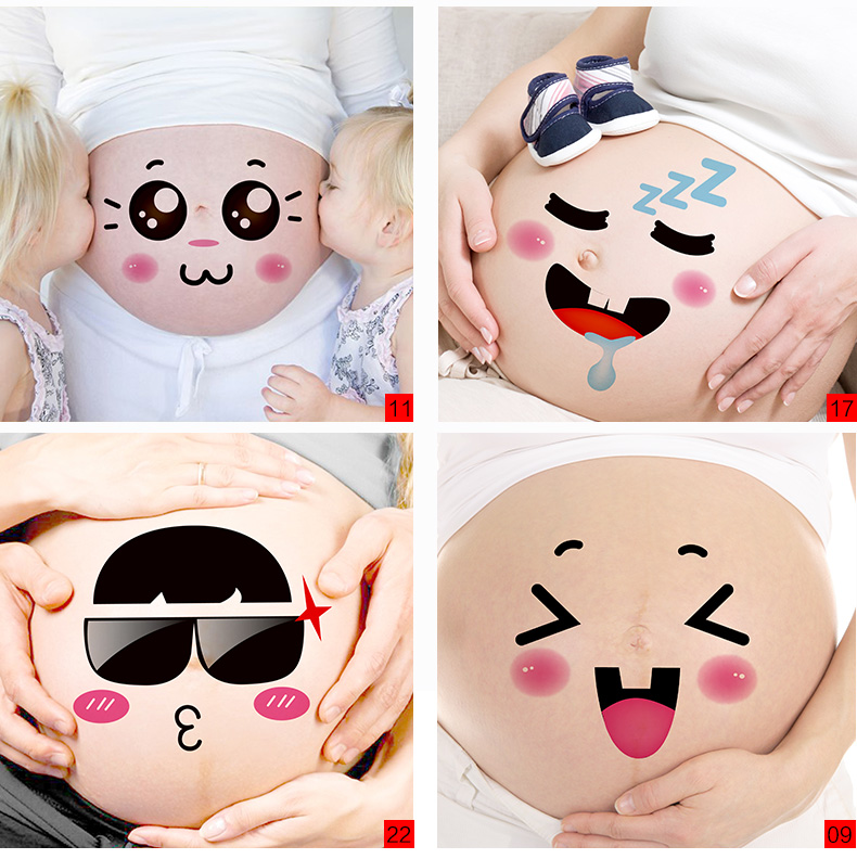 
                                        亮点 环保孕妇肚皮贴纸 彩绘影楼妈妈拍照写真 创意搞怪笑脸肚表情贴 大肚照贴画 一套12个 01.肚皮贴 一套12个                