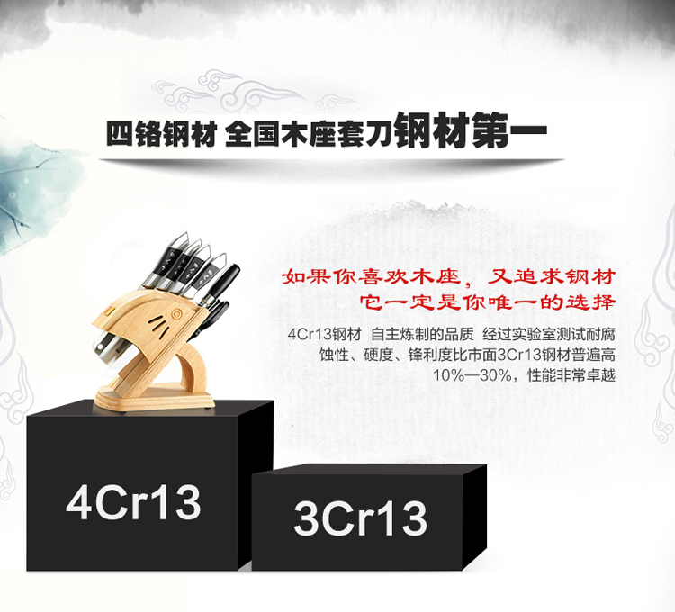 
                                        十八子作 银鹏七件套刀S2507 厨房菜刀组合套装刀具 阳江不锈钢菜刀                