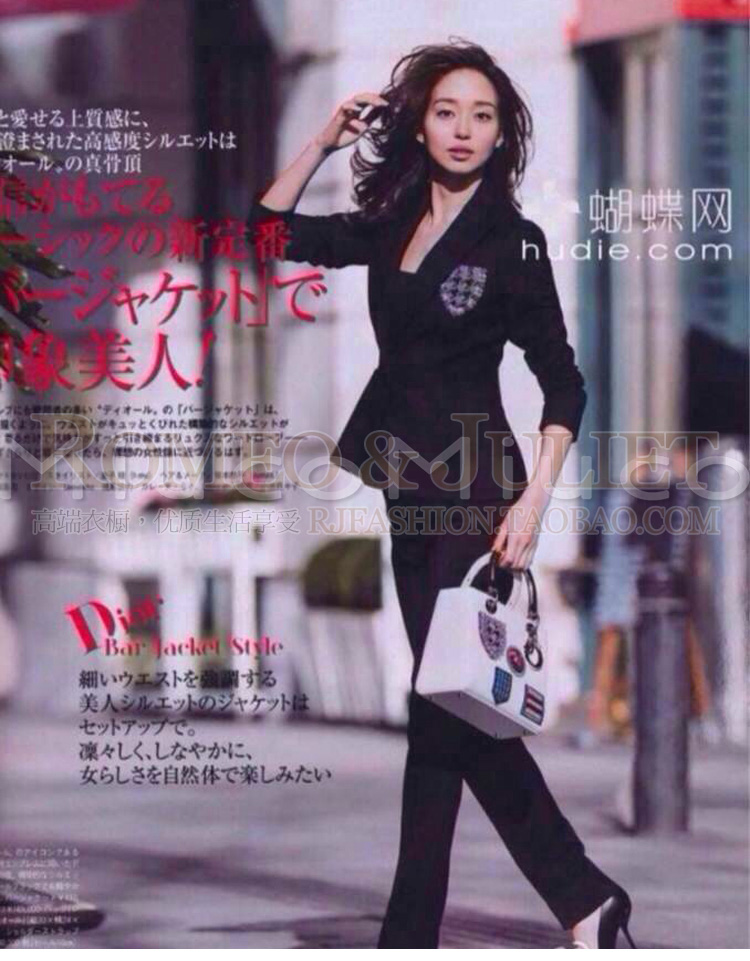 迪莱图2015秋装新款女装中长款西装+短裤套装 黑色 M