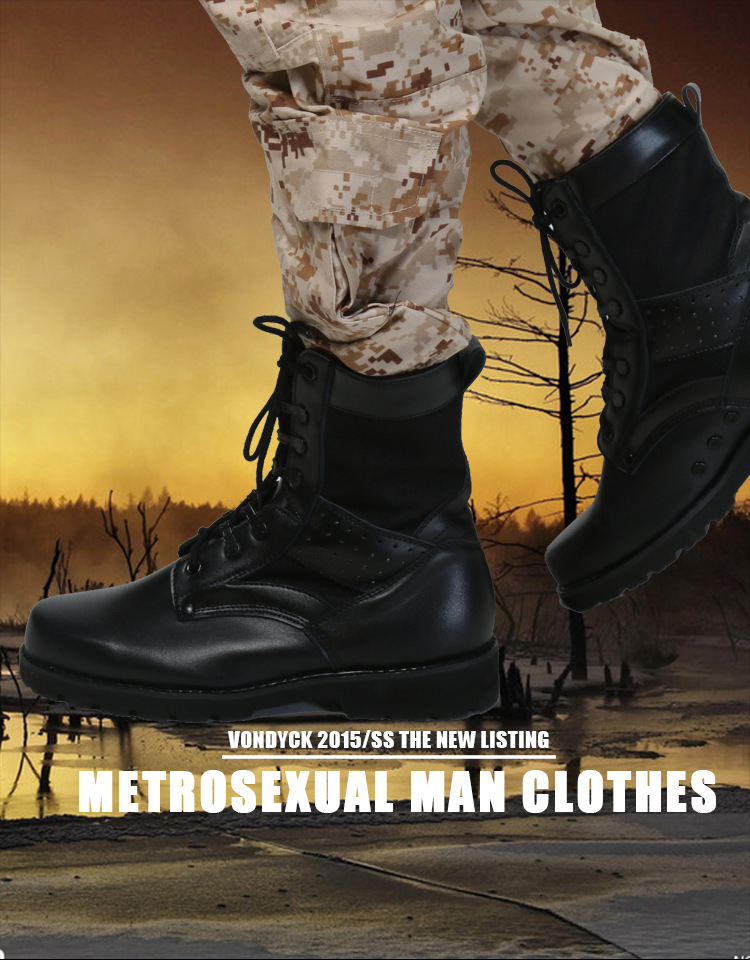 董嘉骏2015新款军靴07夏作战靴高帮军靴男特种兵户外靴轻质透气 39