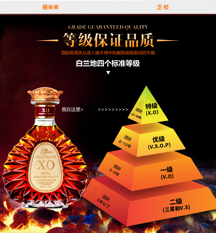 xo洋酒干邑白兰地法国原瓶进口陈酿单瓶礼盒装700ml40度慕思黛尔金尊