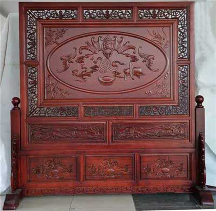 
                                        东阳木雕 年年有余 开业乔迁搬家礼品 落地屏 屏风 插屏 座屏 实木客厅玄关隔断                