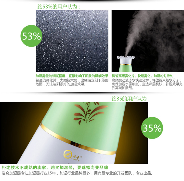 
                                        浩奇 空气加湿器 家用静音香薰办公室空调加湿机 蓝田玉色                