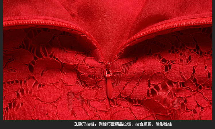 春芳秀美 欧洲站2015早秋新款镂空短款七分袖蕾丝打底衫修身上衣小衫新款女装红色蕾丝衫 红色 XL