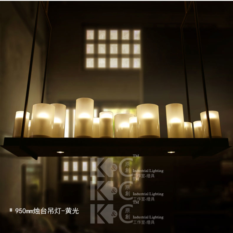 kc灯具 复古美式蜡烛吊灯北欧简约铁艺客厅灯浪漫焟烛台焟烛光灯酒杯 HZ-1.2米白光-20A
