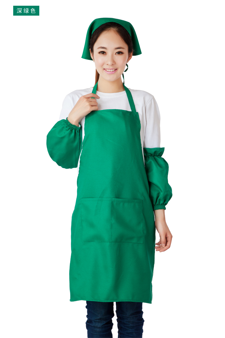 long 韩版修身工作服围裙套装订做餐厅服务员水果店围裙广告围裙定制