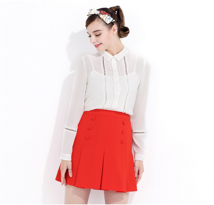 yigue亦谷2015秋新品通勤简约百搭高腰短裙半身裙a字裙女裙 352203