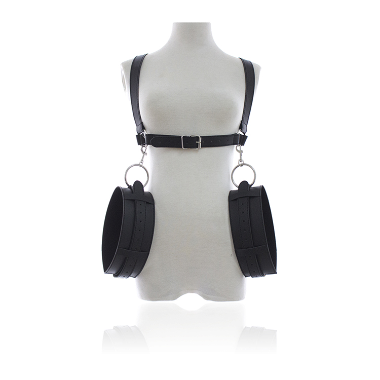 桃色缘m字皮革张腿分腿腰颈铐捆绑带私密刺激sm情趣用品男女用器具sm