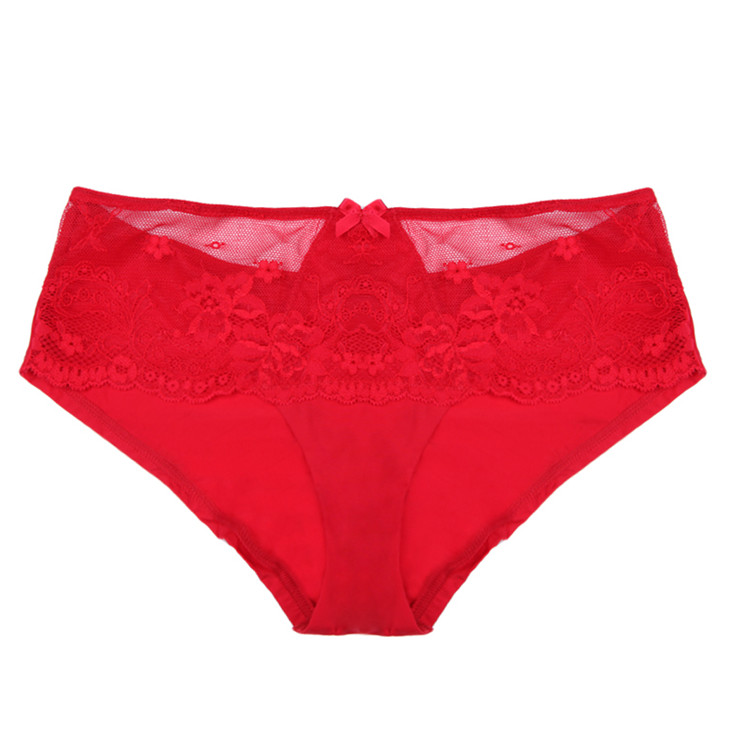elle蕾丝舒适低腰提臀平角内裤 1bx134 红色400001 m