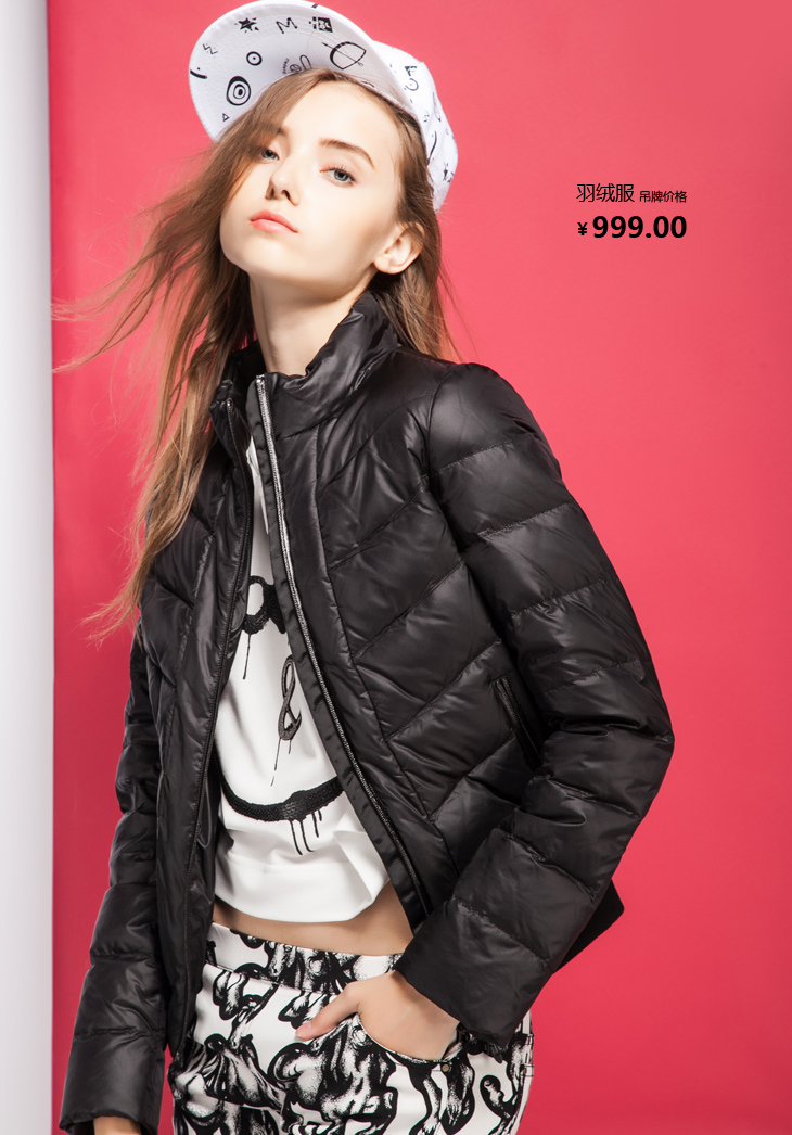 女装 羽绒服 only(绫致集团) only秋装新品白鸭绒罗纹下摆立领短款