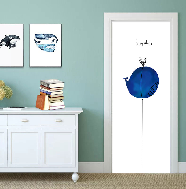 舒厅 自粘门贴墙贴客厅卧室防水橱柜店铺门贴纸创意门贴画卡通儿童房