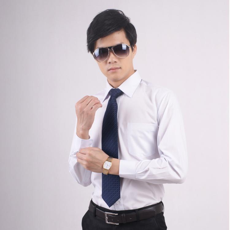 浅末 男女长袖职业装时尚商务衬衫职业装男女款衬衣 ZW0730 浅蓝色 M男
