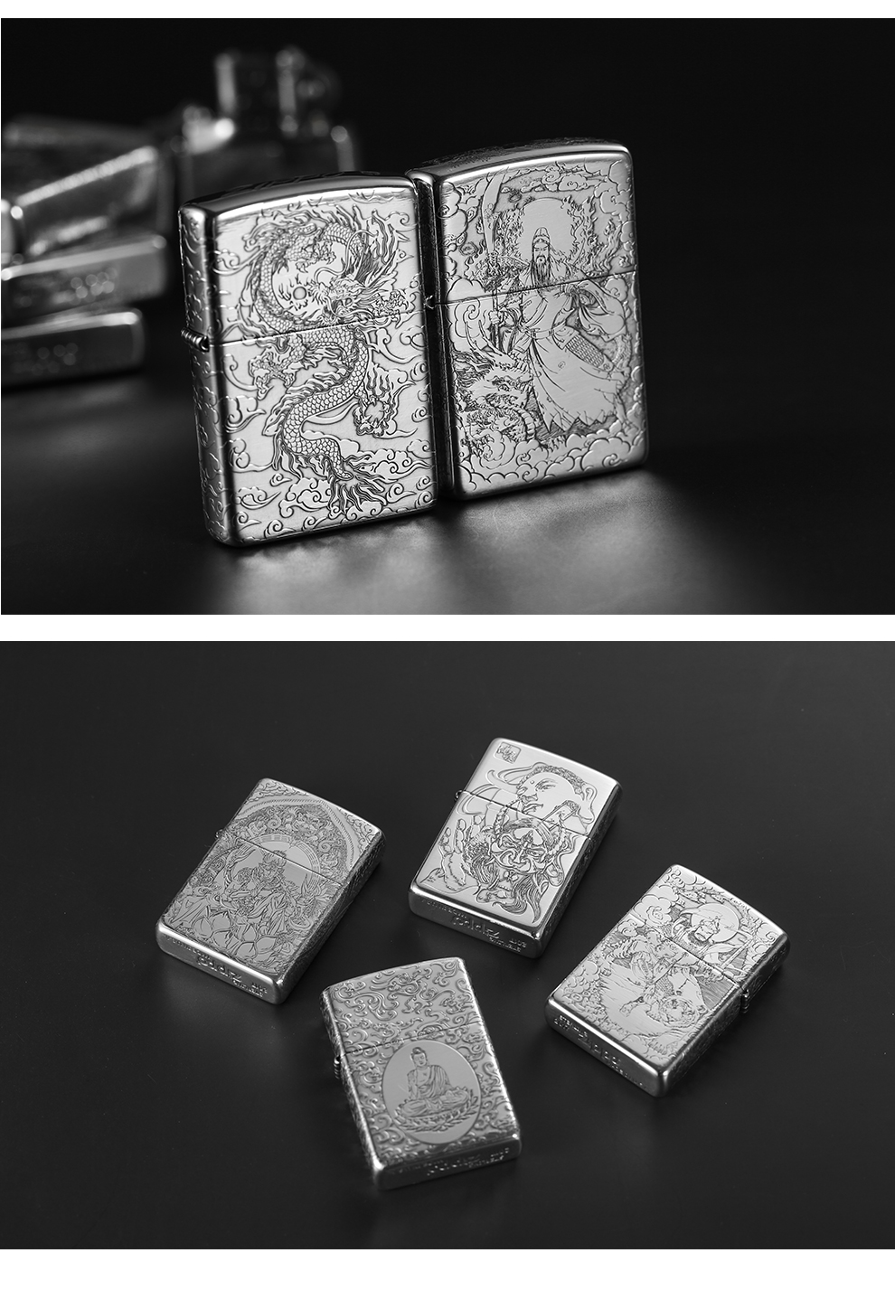 zippo美国原装芝宝 打火机 收藏级银多面雕刻防风煤油打火机 zp纯银斗