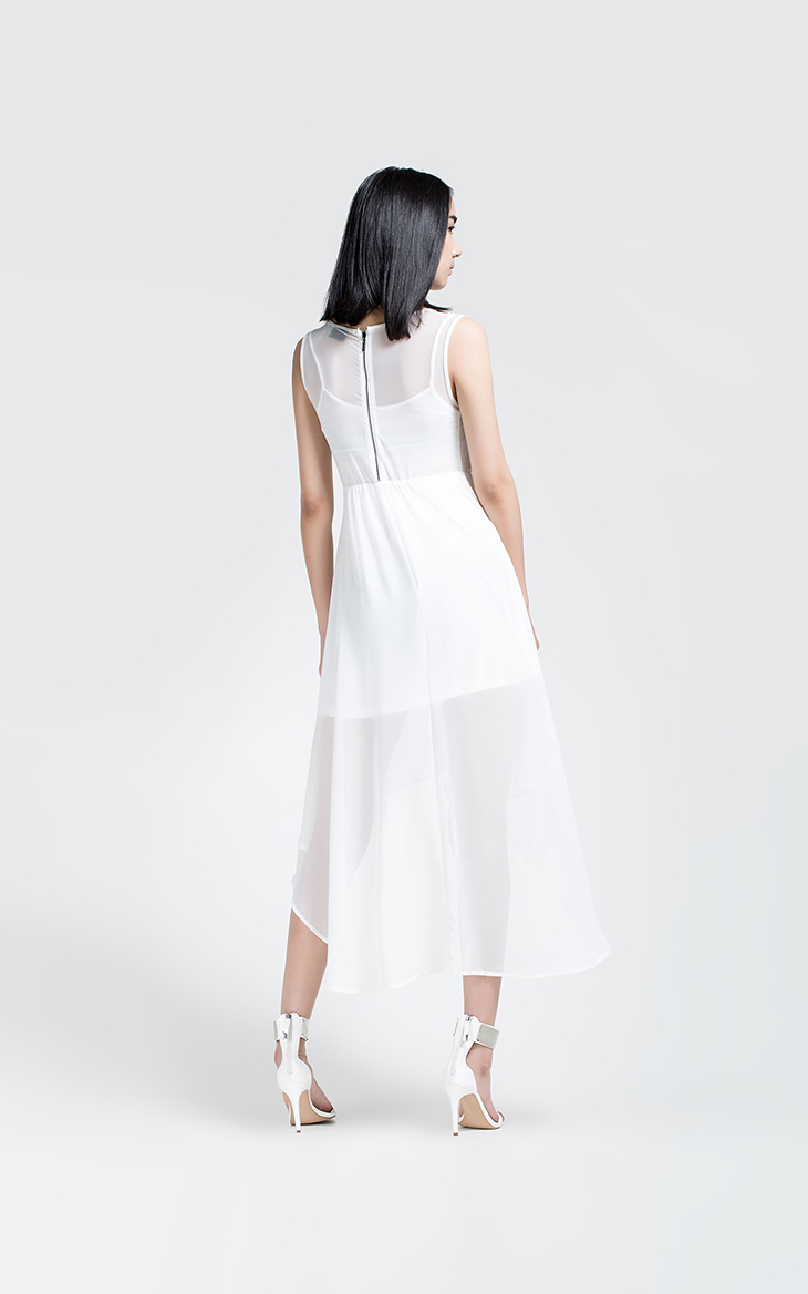 only春夏两件套弹力网格钉珠雪纺连衣裙女e|114207142 020白色 160