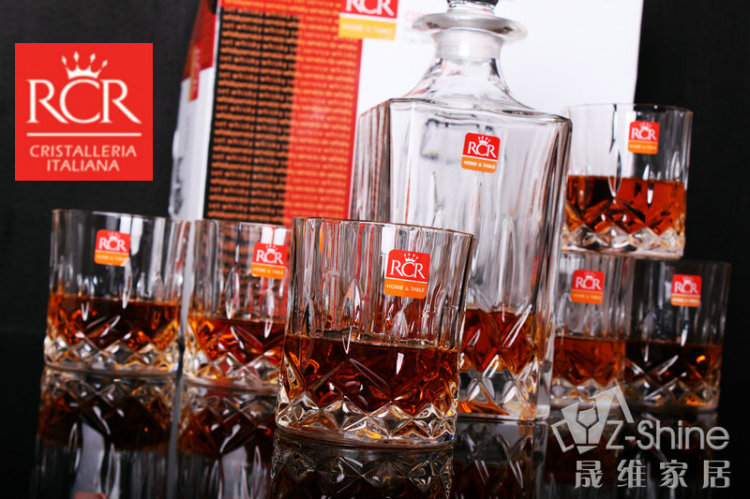意大利RCR进口人造水晶玻璃酒樽 烈酒杯 威士忌酒具套装礼盒 婚庆礼物