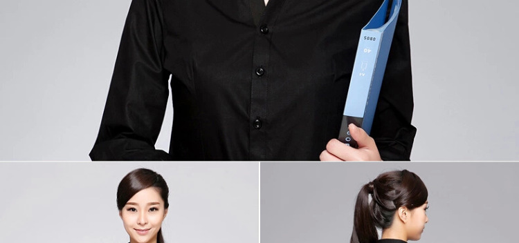 伯曼 2015新款春秋装女士白领长袖衬衫韩版职业工作服衬衣大码工装 蓝色斜纹V领 37