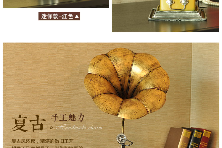 
                                        时光巴士 复古家居摆件装饰品留声机客厅摆设工艺品模型怀旧美式乡村 B款                