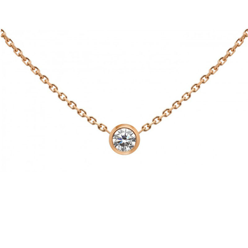 尚品城奢侈品全球购redline项链 女士18k白金圆形镶钻吊坠项链 黄金色