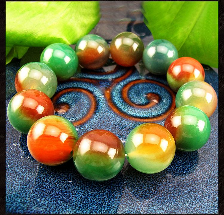 相石缘罕见红绿玛瑙手链男20mm手串佛珠男款冰种玉髓