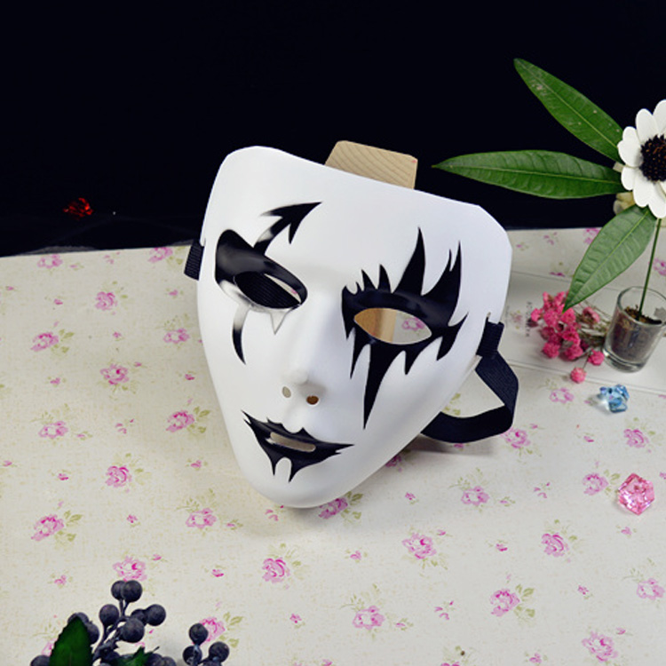 美居美艺街舞v字死神鬼舞假面白色恐怖手绘男女道具装饰万圣节面具v字