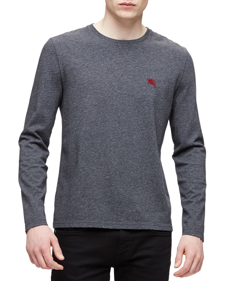 巴宝莉(burberry)男款长袖t恤 深灰色 圆领 nms15_n3am4