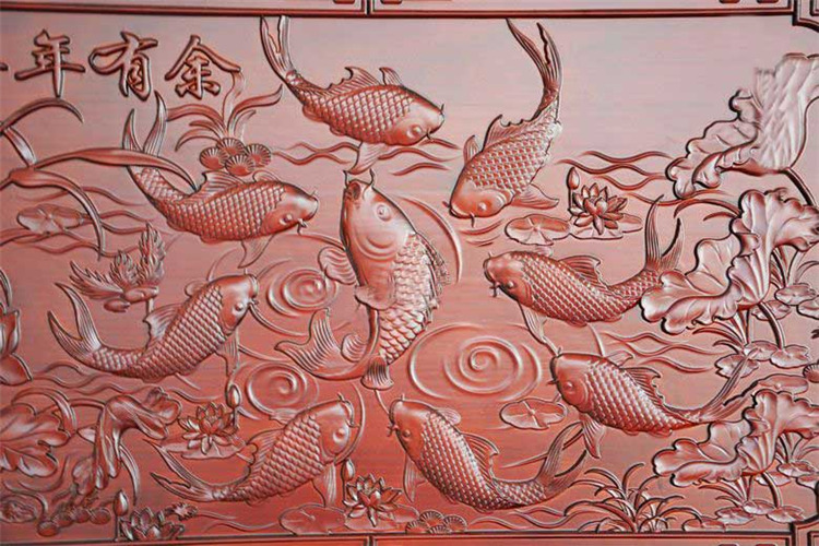 
                                        东阳木雕 年年有余 开业乔迁搬家礼品 落地屏 屏风 插屏 座屏 实木客厅玄关隔断                