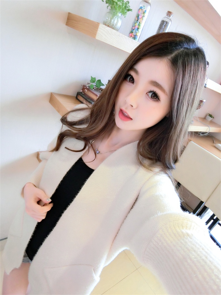 晋普针织衫女开衫 毛衣外套 中长款 秋冬新款 驼色
