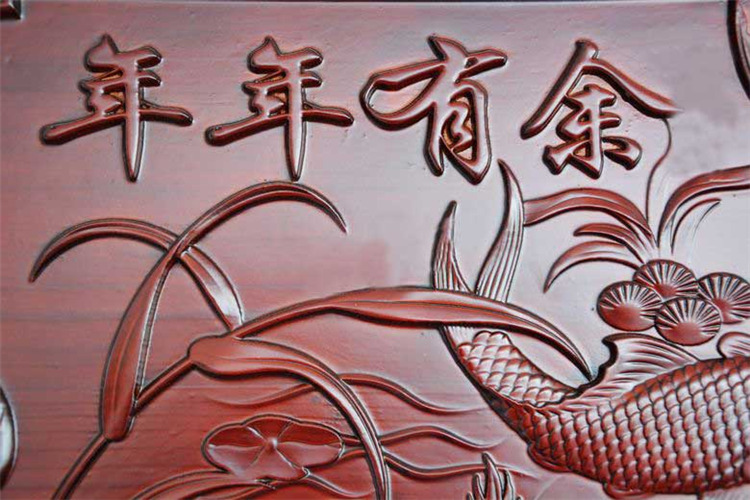 
                                        东阳木雕 年年有余 开业乔迁搬家礼品 落地屏 屏风 插屏 座屏 实木客厅玄关隔断                