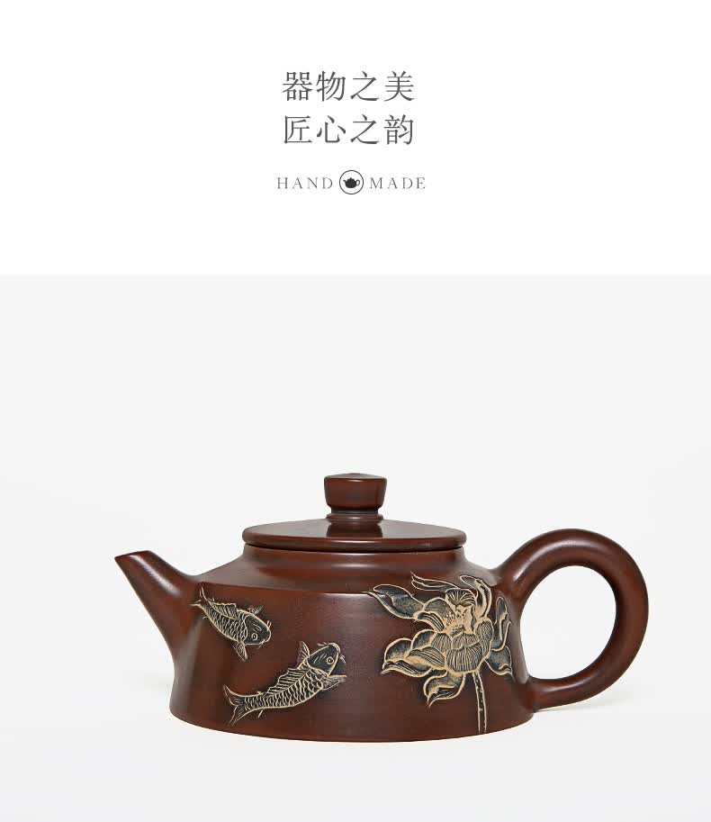 觅陶 广西钦州坭兴陶茶壶 浮雕刻汇德钟壶 马武宏大师纯全手工制作