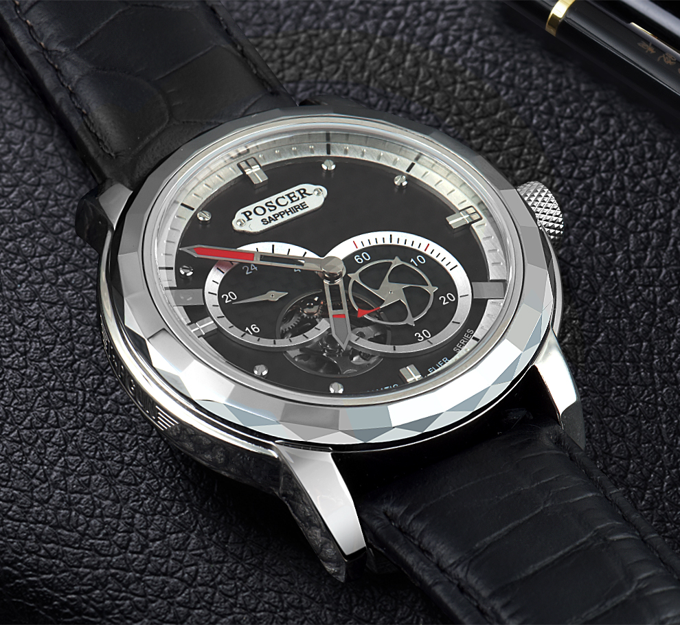 宝时捷(poscer)全自动机械表男表镂空男士休闲男表防水皮带表宝时捷