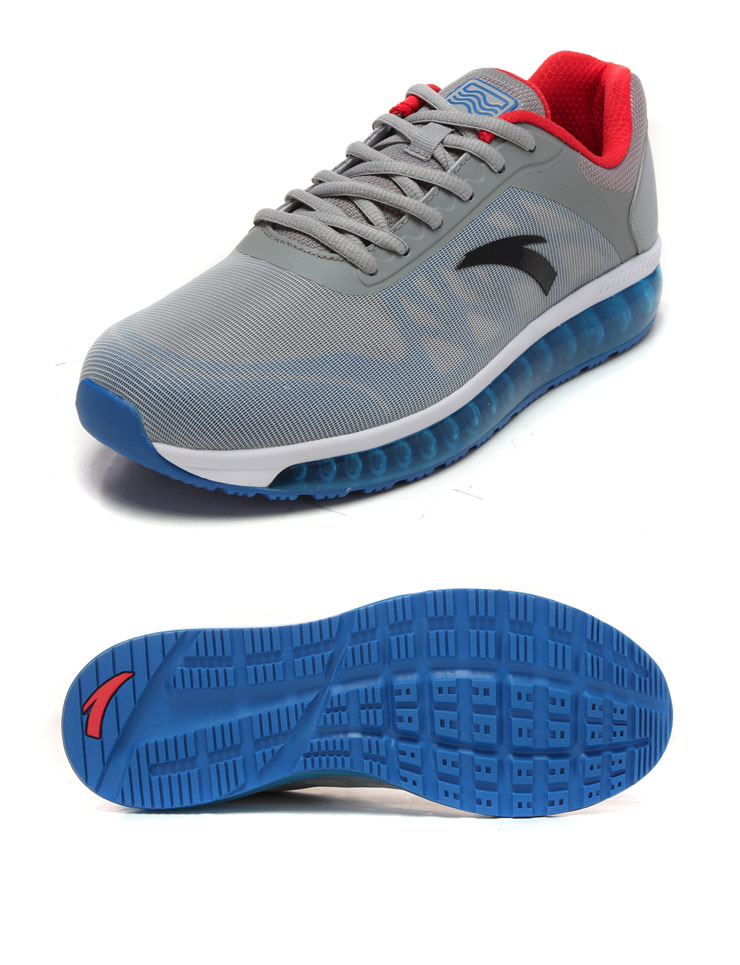 安踏anta 男鞋跑步鞋新款减震胶运动鞋11535501-1热 浅灰 宝蓝 火花红