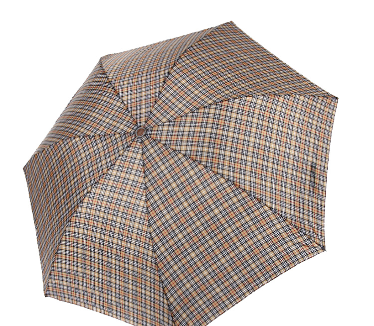 天堂伞 钢骨耐用格子晴雨伞 经典拒水三折伞 男 339s格 彩格20咖啡格