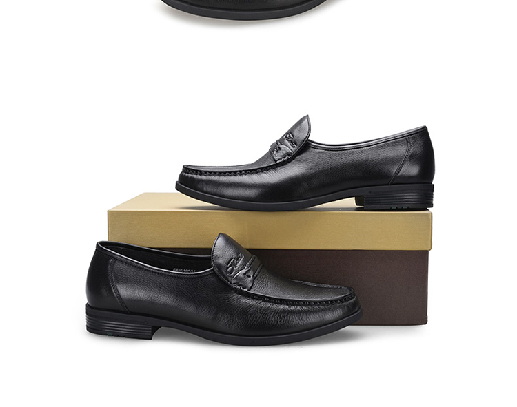 jbenato宾度皮鞋头层牛皮软底正装男鞋中年男士皮鞋套脚英伦时尚商务