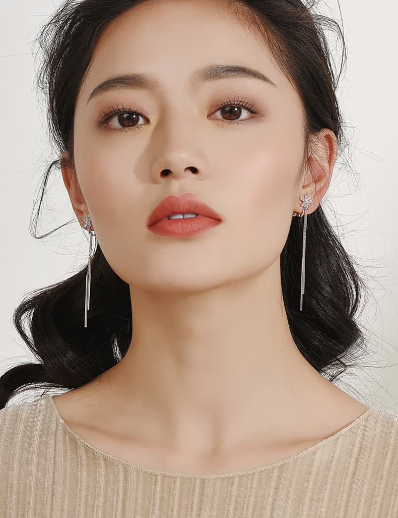 Dairuo No-Earring Ear Clips for Women, Long Tassel Design, Face-Slimming Effect, Practical Ear Studs, Versatile Daily Wear Jewelry, Gift Idea 19