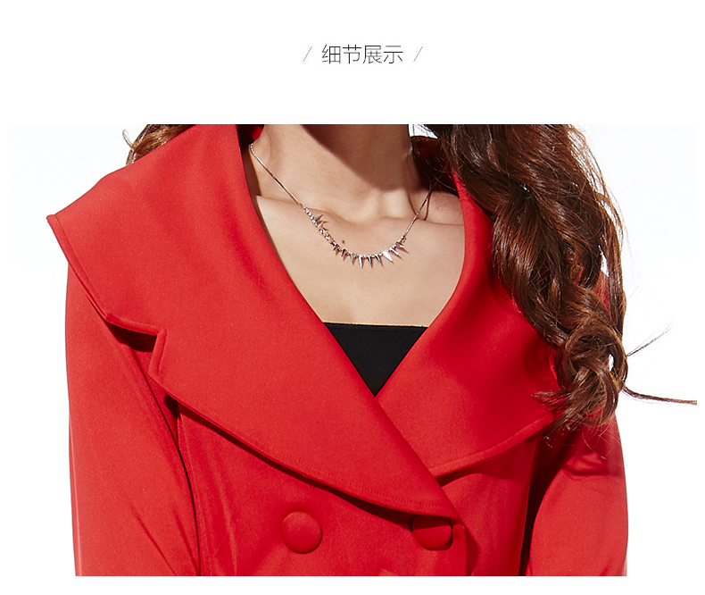 千百霏 秋装韩版风衣女 修身百搭中长款外套 蓝色 L