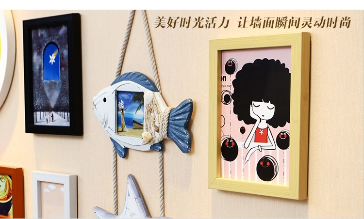 
                                        欧影20框地中海欧式照片墙大墙面相框组合相片墙 白蓝+地中海画芯                