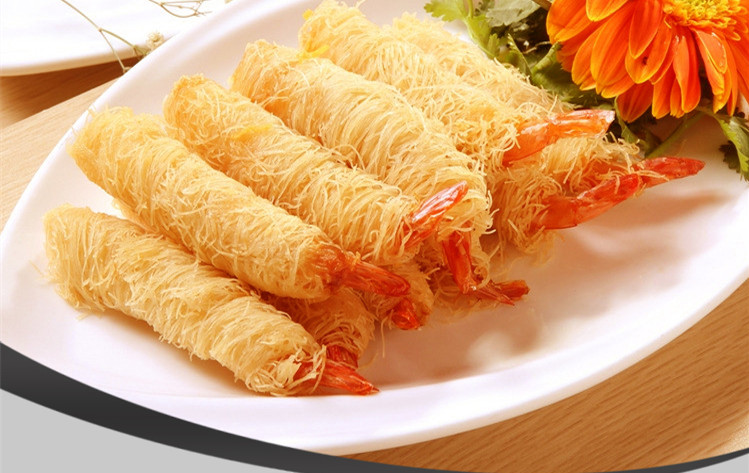 恬女神千丝万缕黄金面线虾油炸海鲜大虾仁黄金虾团龙须虾4包装共1000g