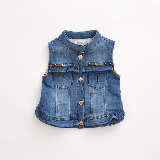 马克珍妮女童针织牛仔马甲儿童背心15380