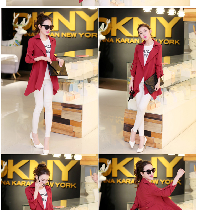 美丽信徒休闲风衣 女中长FY1518 酒红色 XXXL