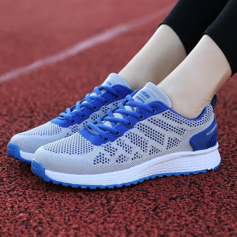 品牌休闲女鞋2018春夏新款飞织运动鞋女士轻便减震跑步鞋网面休闲鞋