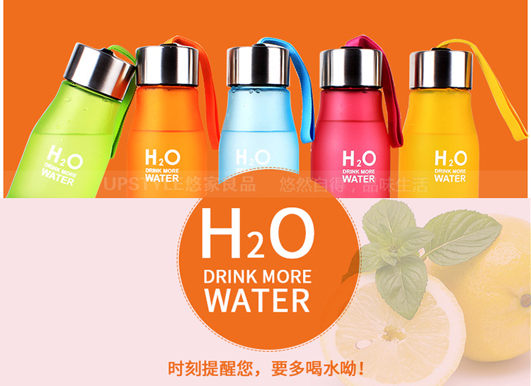 
                                        悠家良品 柠檬杯创意水杯茶杯 防漏塑料运动水壶杯子650ml 蓝色                