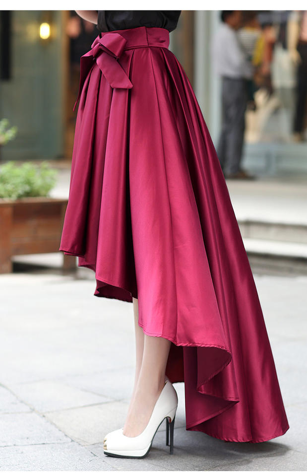 范力思 2015夏季韩版新款华丽蝴蝶结前短后长燕尾不规则半身裙 黑色 m