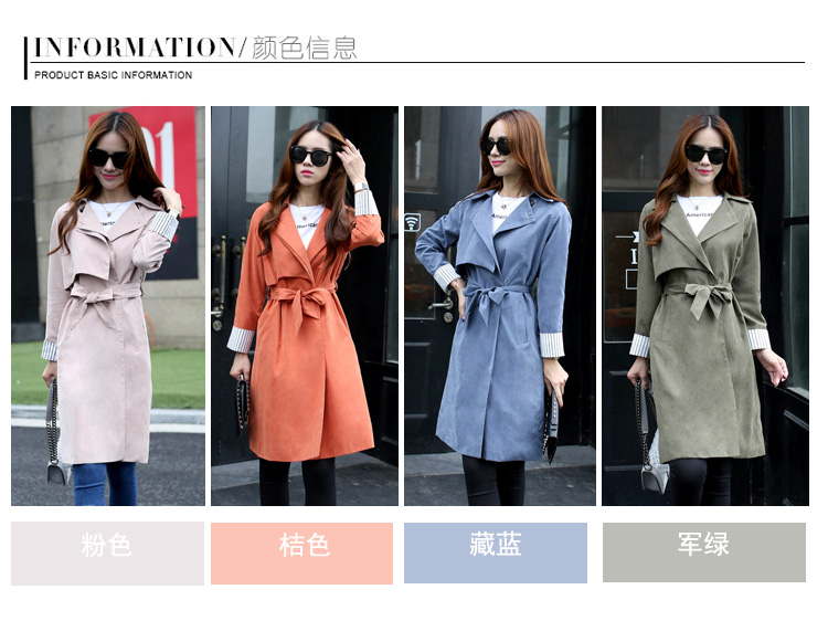 美梦俏 2015秋装新款韩版中长款风衣时尚春秋外套女装 女 桔色 M