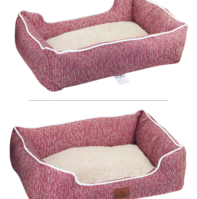 狗窝泰迪比熊法斗宠物床猫猫床垫狗窝垫子睡垫红色条纹大号25斤左右狗