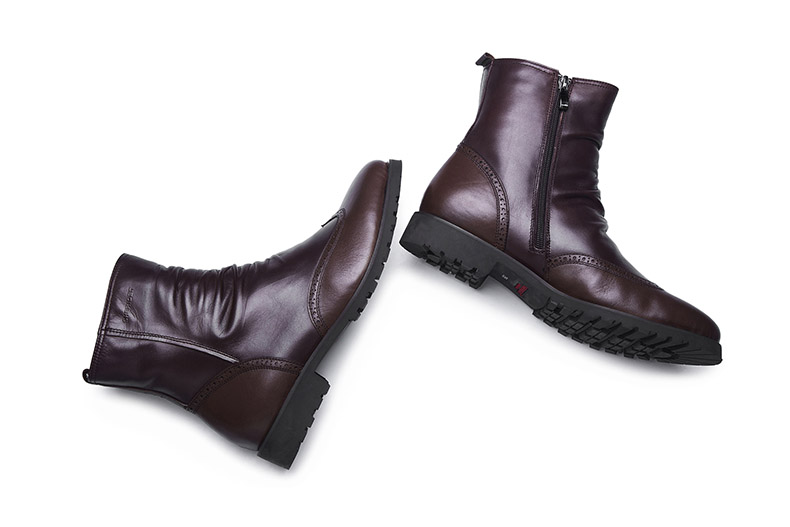 sheridan休闲男靴子雕花时尚短靴男潮靴皮靴头层牛皮鞋w491419 棕色