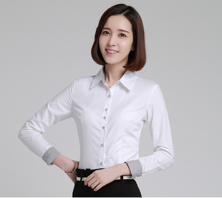 茵特露薇2016春装新款白领职业衬衫女长袖工作服修身百搭OL通勤上衣打底衬衣 白色长袖 4XL