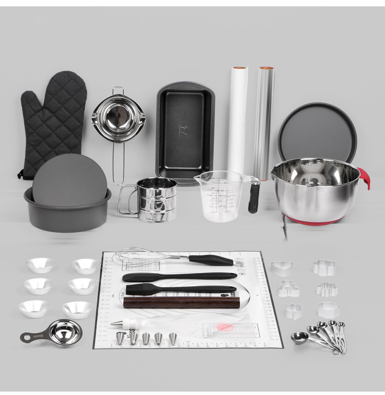 
                                                            livos 烘焙工具套装烤箱家用烘培蛋糕模具披萨磨具做饼干蛋挞用具 黑色全套                